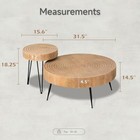 2 Piece Nesting Coffee Table Set Modern Farmhouse Rustic Wood Black Metal Legs