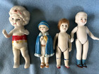 4 Antique Japan All Bisque  Jointed Girl Dolls  Dress Me Porcelain Doll Lot