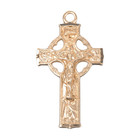 Gold Plated Sterling Silver Celtic Crucifix Medal Pendant Necklace  18  Chain