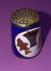 Vintage Chinese Cloisonne Enameled Thimble Fish   Snake Rose Design Brass-tone