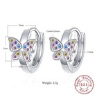 925 Sterling Silver Butterfly Hoop Earrings Multicolor Zircon Huggie 353