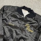 Vintage 80s Las Vegas Satin Bomber Jacket Black Westark Usa Mens Xl Casino Lined