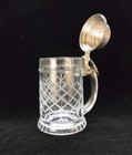 Vintage Etched Glass And Pewter Tankard Stein  W  Germany  16 Oz Capacity