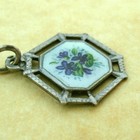 Antique Austrian Silver Charm Enamel Violet Viola Flower 