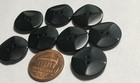 8 Vintage Faceted Glossy Black Plastic Buttons 2hole Just Over 11 16  18mm 12287