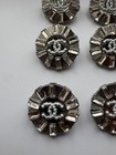 Chanel Round 18mm 1 8cm Buttons Set Of 6 Silver With Crystals And Mini Pearl Ccs