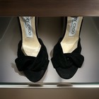 Jimmy Choo Black Suede Platform Ankle Strap Open Toe Stiletto Heels 6 5
