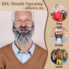 Honcloud Self-adhesive Fake Beard With Adjustable Band  Fits Costume Gray 