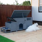 Wooden Dog House Outdoor Dog Kennel For Large Dogs With Food Bowls  Storage Box