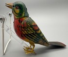 Vintage Tin Litho Wind Up Bird Toy Singing Warbler Ko Japan Great Orig Box 1960s