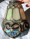 Vintage Tiffany Style Stained Glass Lamp Shade Hand Cut Leaded Glass Floral