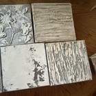 Set Of 6 Square Wood   Canvas Decorative Storage Boxes W  Lids White brown