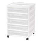 5 Drawers Plastic Scrapbook Rolling Storage Cart With Organizer Top And Casters 