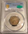 1875 S Seated Liberty 20 Cent Pcgs Xf 45  cac  Choice Original Type W  Pq Appeal
