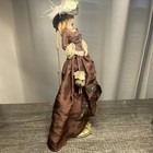 Pillar Creations Victorian Lady Figurine Brown Fabric Dress 33vc106