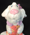 Michael Ezzell Pottery Bunny Rabbit In Spring Dress  mint 