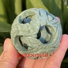 Natural Green Jade Exquisite Carved Sphere Quartz Crystal Ball Gem Care 50mm 