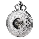 Men s Women s Pocket Watch Steampunk Skeleton Mechanical Silver Fob Retro Wat   