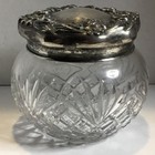 Vintage Cut Crystal   Sterling Silver Dresser Vanity Powder Jar