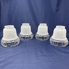 Vintage Clear Satin Glass Lamp Light Shade 2 1 4  Fitter Nos Set Of 4   Floral