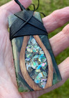 Unique Art Nz Pounamu Jade  P  ua Shell  T  tara Wood Maori Bound Hei Toki Adze