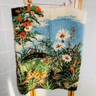 Vintage Floral Latch Hook Rug Wall Hanging Garden Scene 33 X 26 Wildflowers