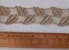 Vintage 1 5  Schiffli French Lace Trim Ecru Leaves On Net 3 Yds Dress Insertion