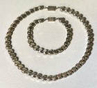 Vintage Purple Amethyst Glass Choker Necklace Bracelet Set Sterling Silver Clasp