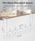 White Over The Door Hooks Towel Coat Rack Fit 1-3 4 Inch Doors