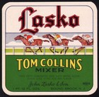 Vintage Soda Pop Bottle Label Lasko Tom Collins Mixer  2 Horses Bound Brook Nj