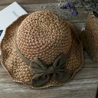 Elegant French Style Sun Fall Straw Hat With Ruffle Bowknot Foldable Breathable 