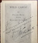 Frank Buck-inscribed Signed Title Page- wild Cargo -animal Collector-adventurer
