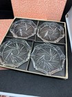 Vintage 2 Sets 4 Czechoslovakia Glass Pinwheel Crystal 3 5  Coasters In Boxes