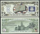 Lot Of 25 Bills - Connecticut State Million Dollar W Map  Seal  Flag  Capitol 
