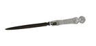 Vtg Cut Glass Handle Letter Opener Silver Tone Metal Desk Accessory 