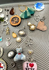 Vintage Charms Jean Buttons Pendants And Pin Lot Mixed Bundle