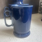 Vtg Elite Couture Blue Ceramic Tall Footed Pedestal Base 16oz Mug Set Of 4