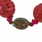 Vintage Asian Chinese Carved Red Cinnabar Lacquer Bead   Metal Clasp Necklace