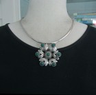 Vintage Taxco Mexico Sterling Necklace Pendant   2 1 8 Inches  Chrysoprase  18 