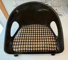 Vintage Mcm Cosco Child Booster Seat - Black houndstooth With Adjust Chrome Legs