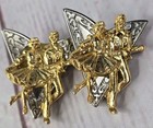 Vtg Western Collar Tips Silver Tone With Gold Twisting Swing Square Dancers