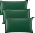 3 Pcs Money Bag With Zipper Bank Deposit Bag 11 X 6 Inch Security Pu Leather    