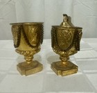 Rare Vintage Solid Brass Cast Made In Italy Smoking Set Cig Holder   Lighter