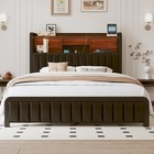 Full queen Size Bed Frame With Bookcase Headboard And Charging Station