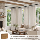 Oatmeal 4 Panels Set Pinch Pleated Linen Curtains 84 Inches Long Bedroom