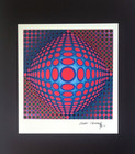 Victor Vasarely   Signed Geometric Abstract Print From 1970   New Frame 14x11in 