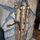 Solid Brass Fireplace Tool Set With Stand Poker Broom Dust Pan Heavy  no Tongs 