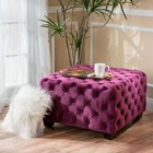 Provence Modern Glam Button Tufted Diamond Stitch Velvet Square Ottoman