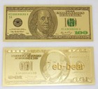 10 Pcs  100 Us Dollar Color Golden Paper Money Banknotes Crafts Party Gift Game