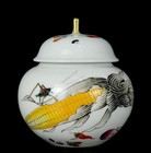 Qianlong Signed Pair Old Chinese Famille Rose Lid Pot W corn Ck642